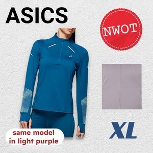 🆕*NWOT* ASICS | XL| Purple Women's Lite Show 2 Winter Ls 1/2 Zip Top